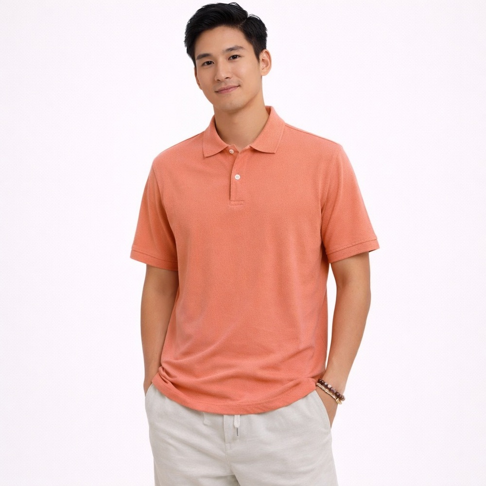 NWT Jos. A. Bank Traditional Fit Pique Polo Shirt Coral Orange M